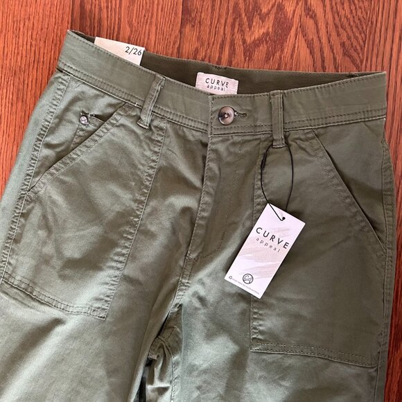 NWT Curve Appeal Utilitarian Army Green Cargo Straight Leg Pants Size 2 NEW - Picture 7 of 12